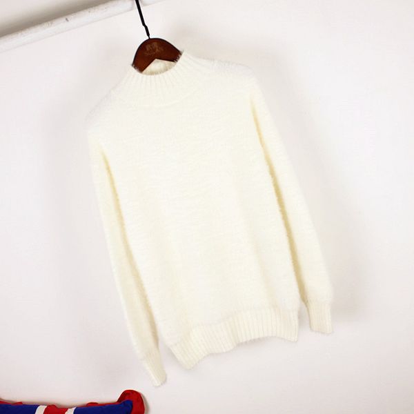 

autumn winter loose pullover sweater artificial imitation water velvet long sleeves white thickening sweater warm women, White;black