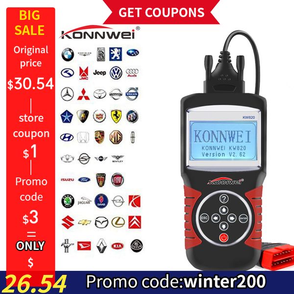 

konnwei kw820 car auto eobd obd2 obdii scanner diagnostic tool engine fault code reader automotive diagnostic scanner tool