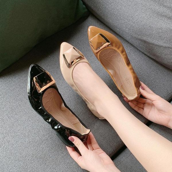 

shoes woman flats women's moccasins soft casual female sneakers british style modis shallow mouth pointed toe dress big size, Black