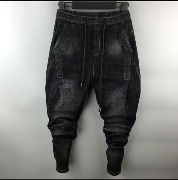 

28-38 new 2019 men's clothing fashion slim jeans jeans pencil pants stretch pants feet trousers costumes, Black