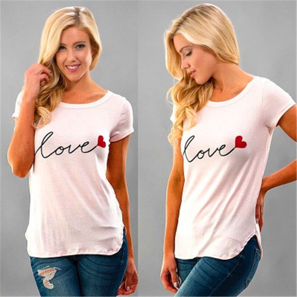 

women t shirt female girls trainning & exercise t-shirts love t-shirt letters print short sleeve o neck summer tees, Black;blue