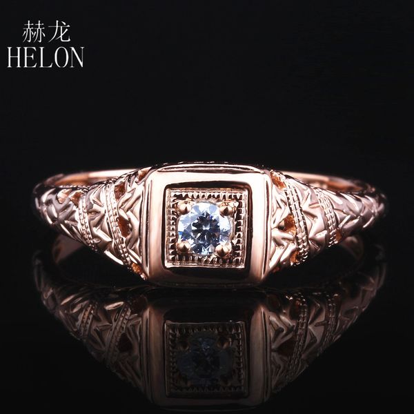 

helon moissanite ring solid 14k rose gold round 0.10ct vvs/f-g test positive lab grown moissanite diamond engagement ring women, Golden;silver