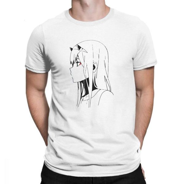 

zero two darling in the franxx cool movie men's t shirt summer cotton t-shirt short sleeved clothes vintage tees plus size, White;black