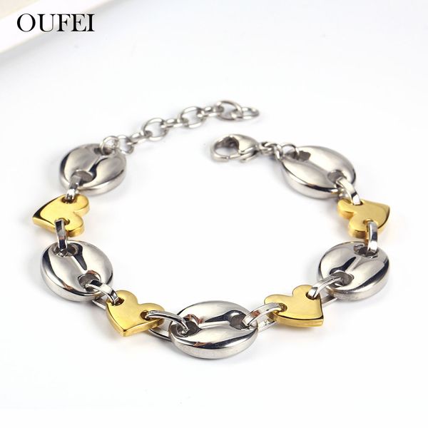 

oufei chain link bracelets bangles stainless steel jewelry woman vogue 2019 bracelets for women jewelry accessories, Black