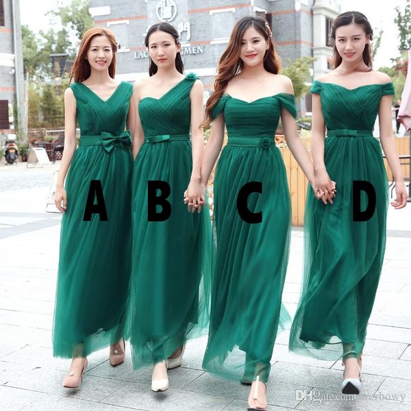 Neue koreanische Brautjungfernkleider, langes weißes Chorschwestern-Shouwan-Kleid, Kostüme, grüne Gaze, formelle Kleider HY0004
