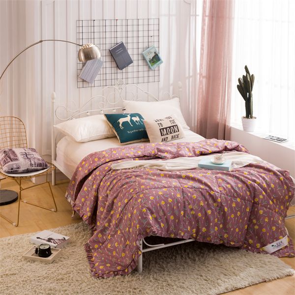 Pastoral Quilt Floral Frilled Comforter Duvet Summer Cover