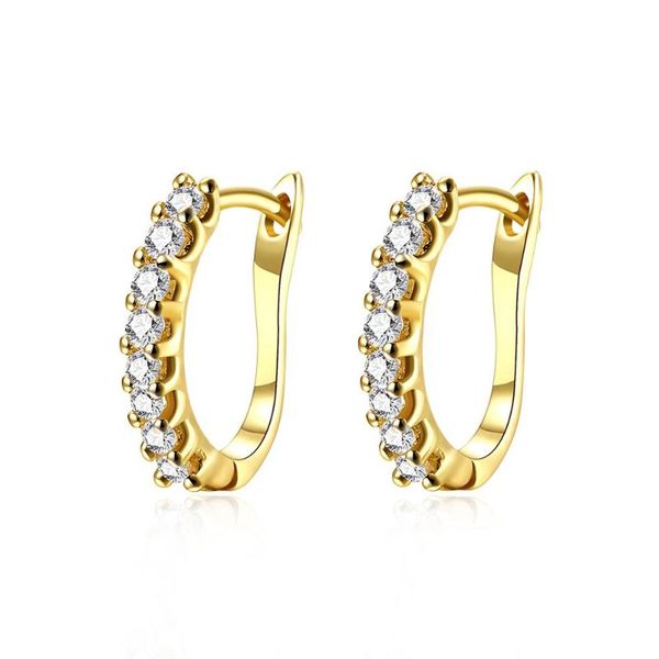 

hemiston 2020 new golden earring single row pave zircon romantic earring clip for women gift, Golden;silver