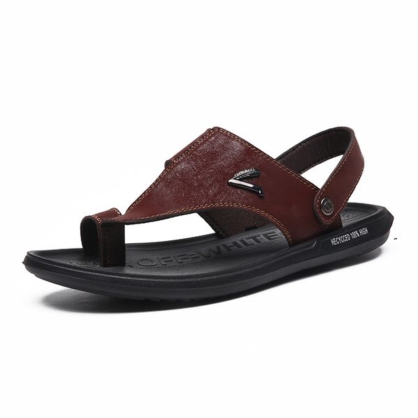 

2020 summer mens sandals open toe leisure genuine leather sandals men casual man comfortable shoes plus size 39-45, Black