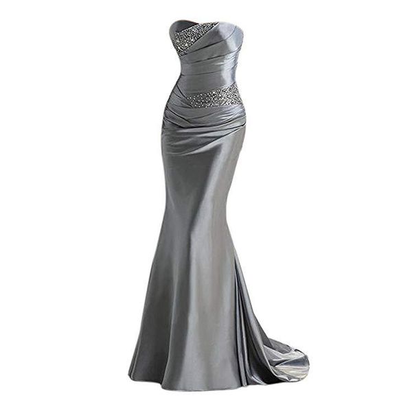 

2020 selling strapless mermaid evening dress long 2020 crystals beaded formal dresses ruffled evening gowns for women long prom dress, Black;red