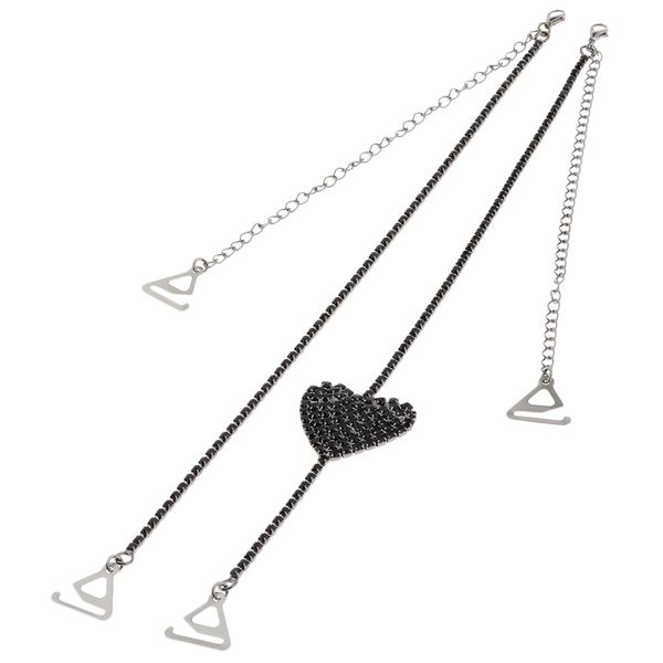 

rhinestone bra strap dual-chain adjustable lingerie shoulder strap, Black;white