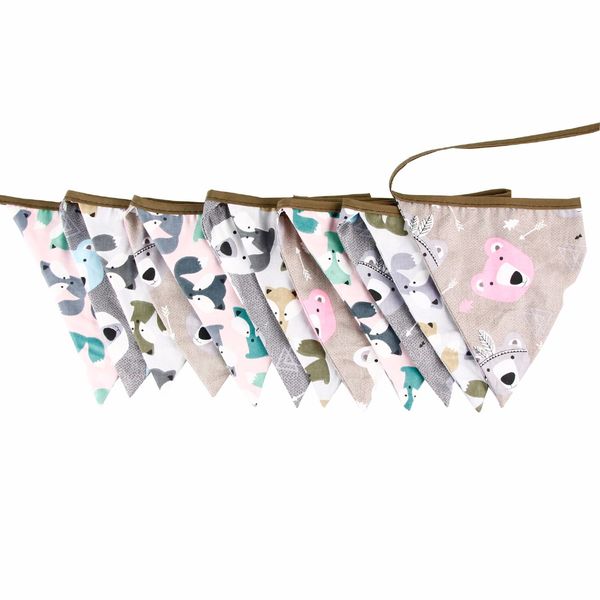 

12flags 3.2m lovely animal tribe cotton fabric flag pennant garland decoration p props diy birthday party supplies