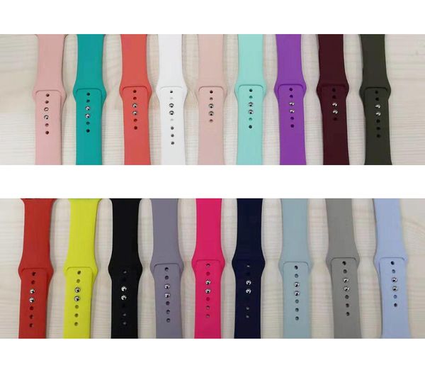 

25 colors replacement double buckle silicone sport watch strap for apple watch double buckle watch band for iwatch series 4/3/2/1