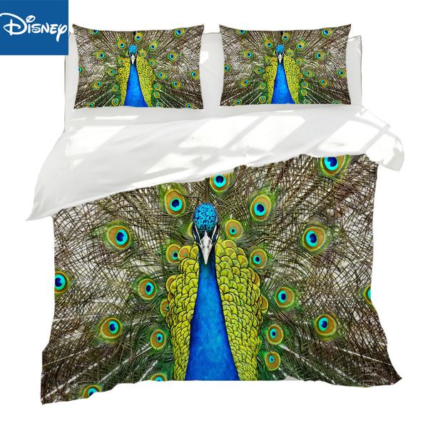 

peacock bedding set  size bed linen 3d reactive printing bedspread kid home textile fresh bedroom decor green ale