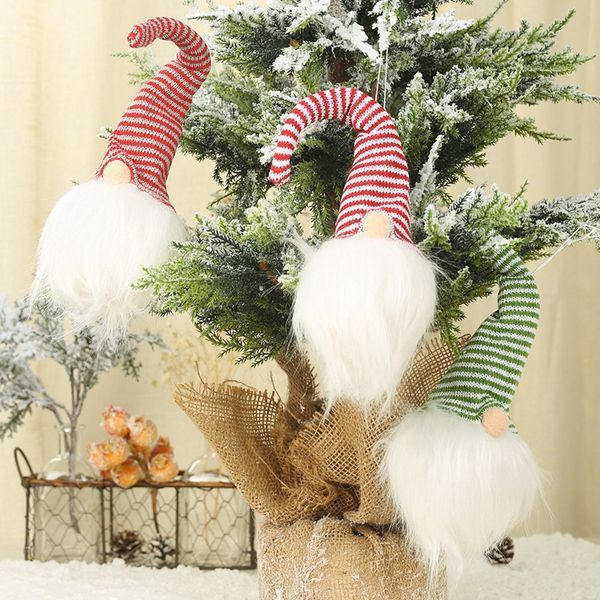 

christmas led light striped cap faceless doll little figurine ornament decoration nordic shine gnome old man dolls xmas decor