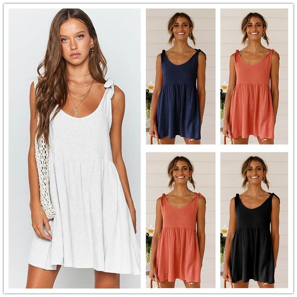 

2019 new beach short dress women sleeveless o-neck loose mini dress female white black casual tank t shirt dresses vestidos, Black;gray