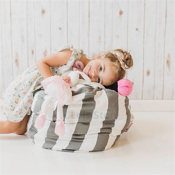 

drop shipping stuffed animal bag storage bean bag children play toys organizer canvas bag stuff 'n sit