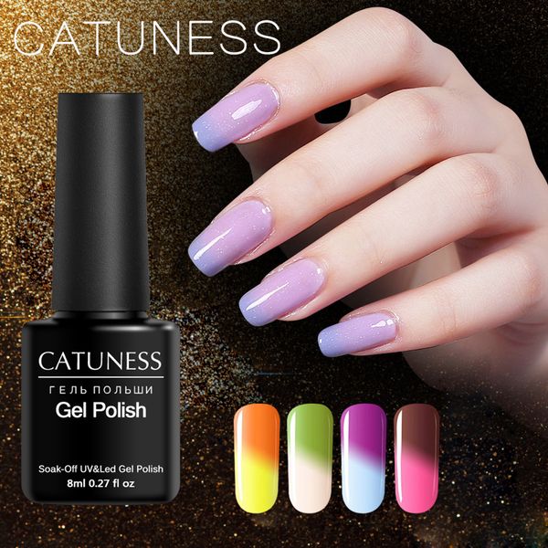 

catuness professional temperature change gel nail polish gel lacquer colour manicure uv tool thermo polish varnish nail 8ml, Red;pink
