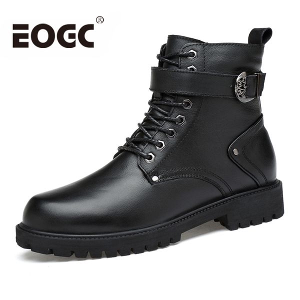 

full grain leather men winter shoes handmade autumn winter men boots size 35-46 fashion warm ankle boots male snow, Black