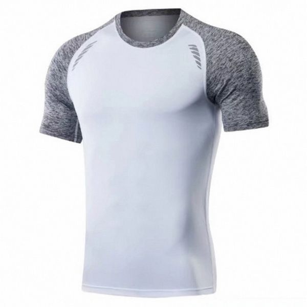 

calofe running t-shirts compression fitness short sleeve quick dry slim 2019 patchwork t-shirts bodybuilding fitness, Black;blue