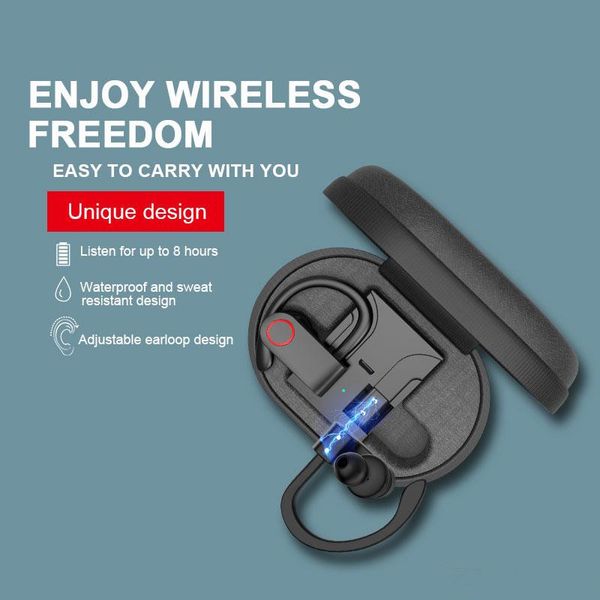 

brand power a9 tws wireless earphones stereo sports headset bluetooth game with microphone waterproof headphones for iphone android dhl gift