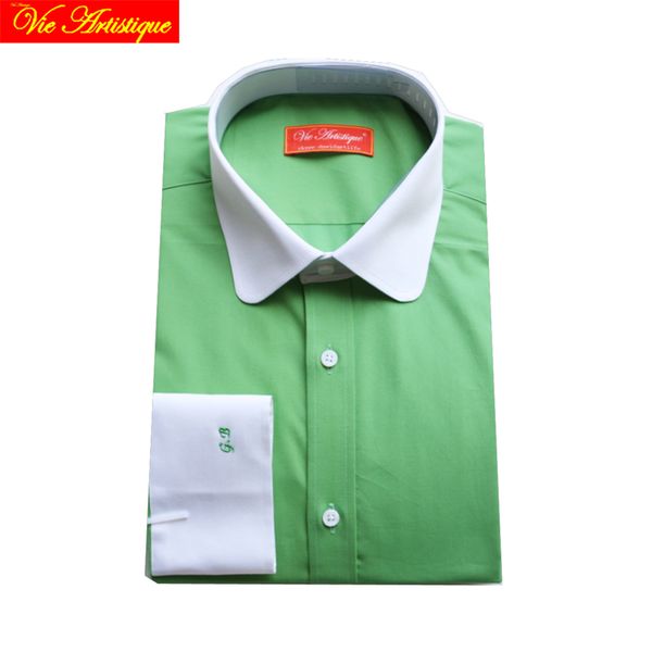 

custom tailor made men's bespoke dress shirts business formal wedding blouse bespoke blouse 100% cotton grass green ship, White;black