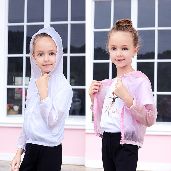 

girls kids daily life coats sun protective clothing overall kids children pink white breathable sports, Black;red