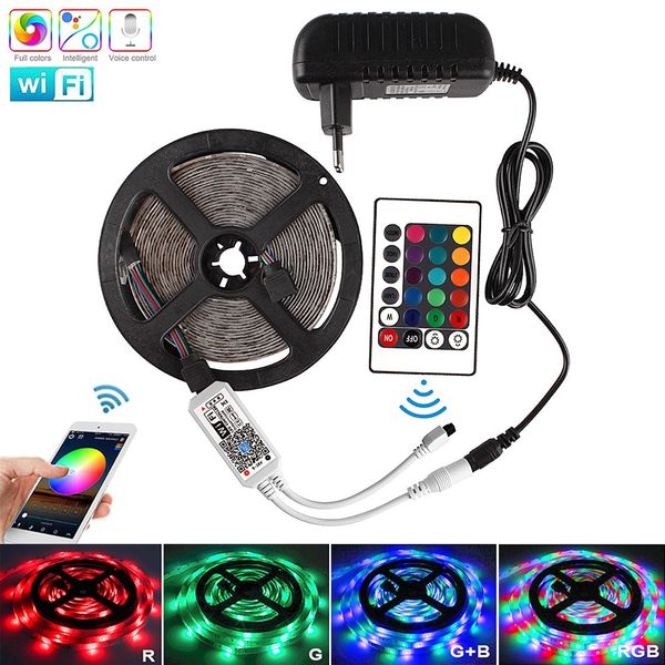 

5 м 2835 лента rgb светодиодная лента беспроводной водонепроницаемый dc 12в диодной ленты гибкий тирас фита светодиодов неон полосы +пульт д