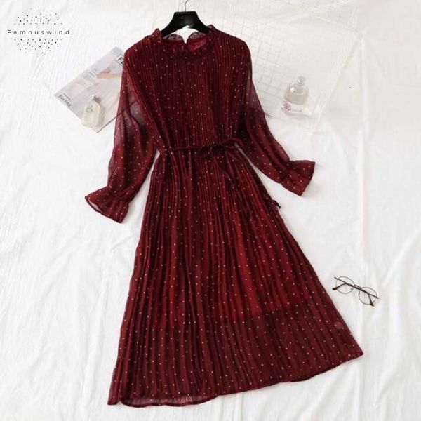 

women print pleated vintage dresses chiffon dress 2019 spring summer new fashion female casual flare sleeve lotus neck basic, Black;gray