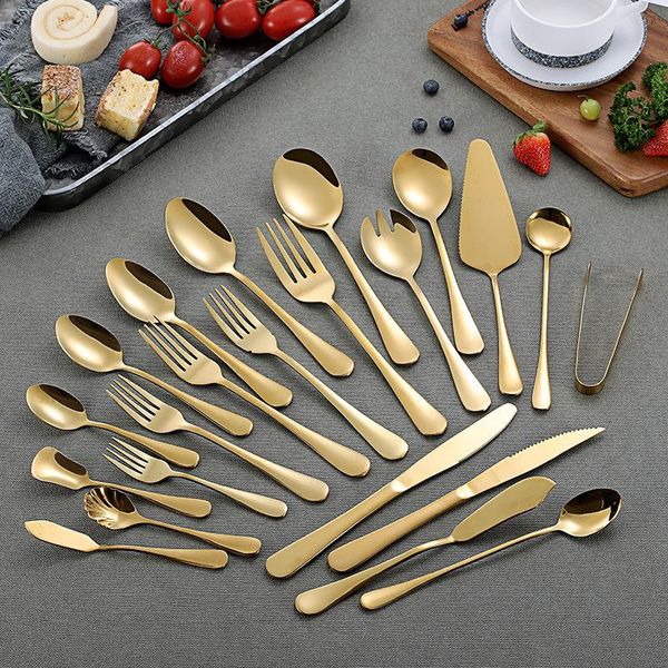 

Gold color tainle teel tableware et poon coffee poon ice poon teak knife fork poon we tern tableware flatware