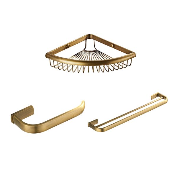 

3pcs brass toilet paper towel holder bathroom storage hardware set