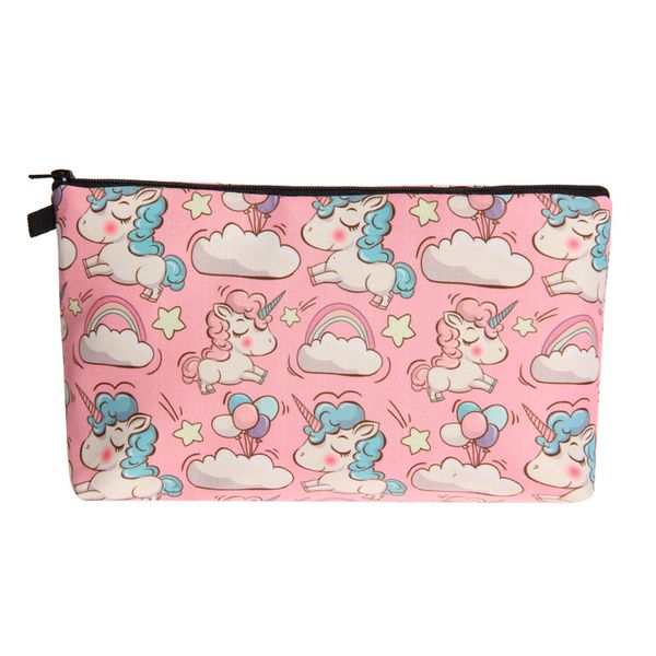 

new fashion cosmetic organizer bag unicorn heat transfer printing cosmetic bag fashion women brand makeup bag