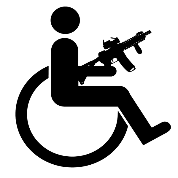 

15*14.5cm person in wheelchair funny gun decal vinyl funny car window bumper novelty jdm drift vinyl decal sticker