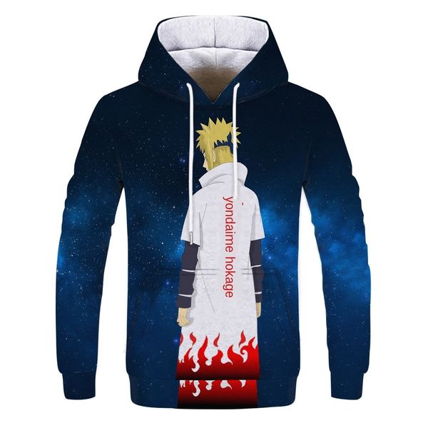 

mens designer naruto 3d digital printing sweater with hat, Black
