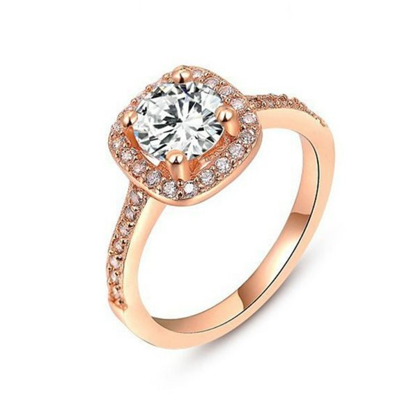 

мода ювелирные изделия 18k розовое золото покрыло медь циркон кольца для женщин engagement wedding подарка дня рождения ювелирных изделий ра, Silver