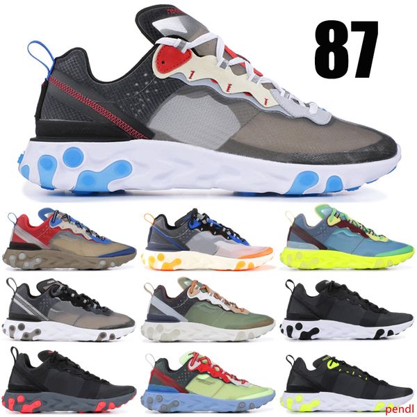 

new undercpver x upcoming react element 87 men runing shoes blue chill solar bule anthracite black sport designer sneakers 36-45