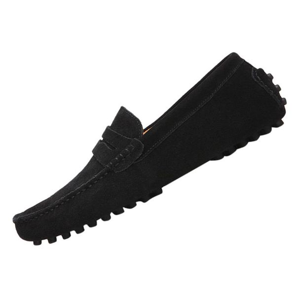 

sagace men's casual shoes summer men's casual beanie shoe wild suede slip-on shoe comfortable non-slip large size shoes, Black