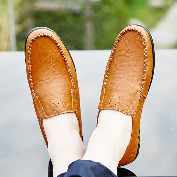 

classic comfortable men casual shoes leather loafers genuine men black flats summer 2019 moccasins shoes plus size 47