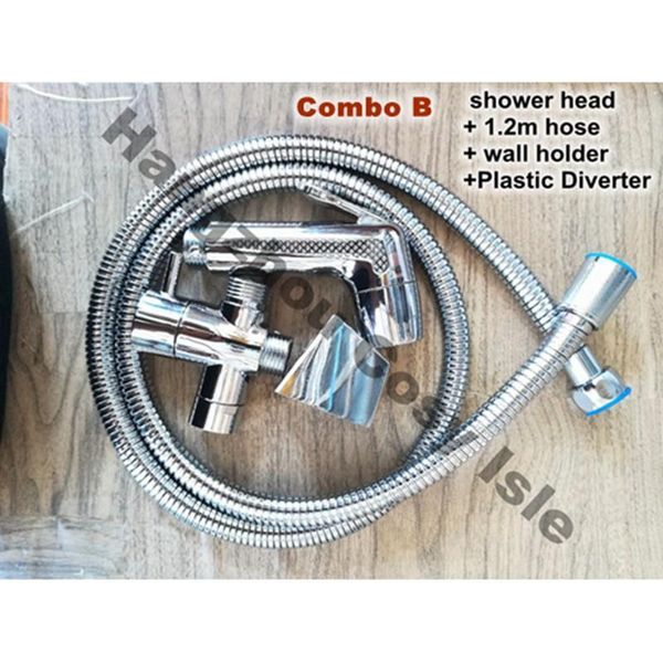 

bathroom handheld abs shattaf sprayer nozzle set toilet bidet shower head jet gun +1.2m hosepipe+wall holder+plastic diverter