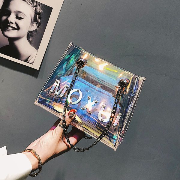 

laser transparent jelly bag female 2020 tide chain handbag shoulder korean version wild messenger bag crossbody bags for women