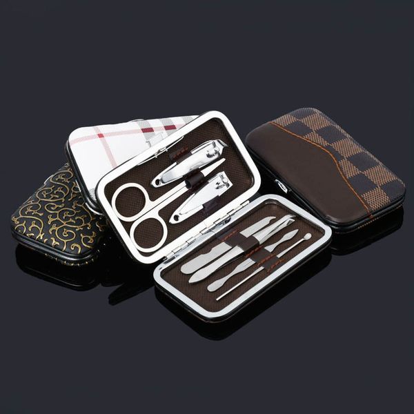 

7pcs когтерез kit с case для ухода за ногтями педикюр резцы scissor пинцет нож профессиональный маникюр красота инструмент lj95