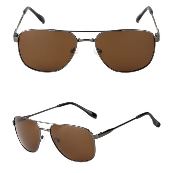 

1832 brown lens mens double bridge polarized metal sunglasses