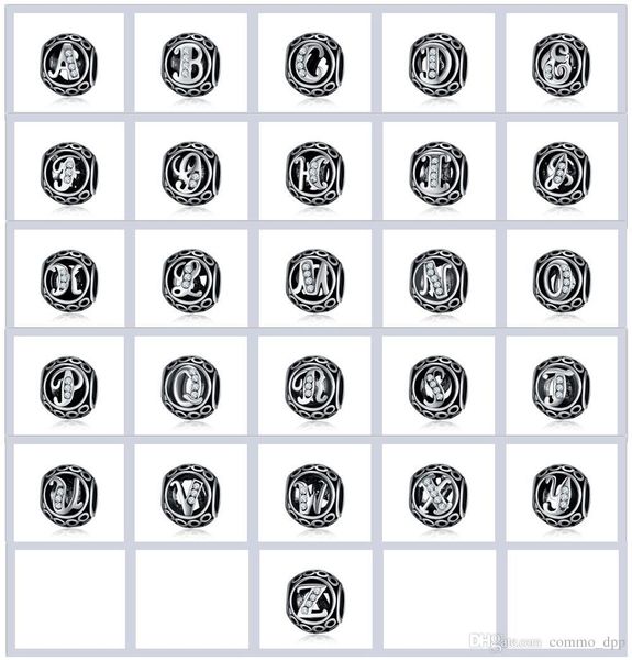 

silver 26 letter beads for jewelry making big hole loose spacer alphabet beads charms diy craft jewelry making supplies for beaded bracelet, Black