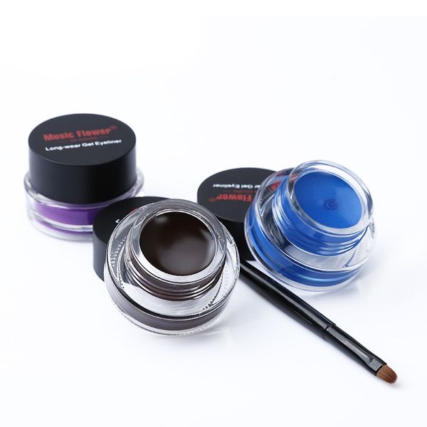 

women makeup waterproof black eyeliner gel gel eye liner with brush 24 hours long-lasting cosmetic new arrival