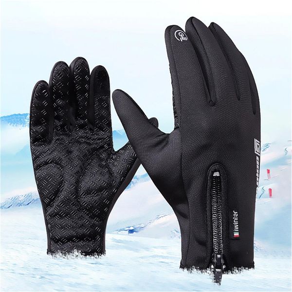

outdoor gloves winter waterproof touch screen men and women windproof riding fingers warm sports fleece mountaineering skiing gl, Black