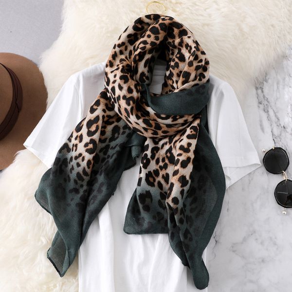 dark green leopard print scarf