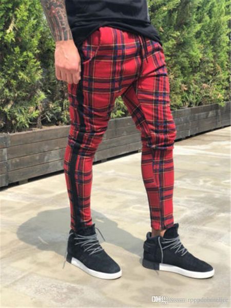 

mens designer parallel pants fashion european and american full length trousers male regular drawstring casual clothing, Black
