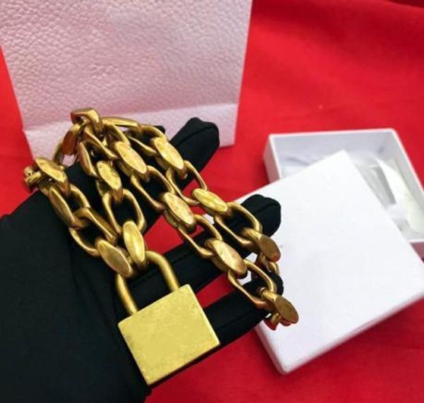 

fashion brand with logo designer lock gold necklace chains for mens and women party wedding lovers gift luxury jewelry with box, Silver