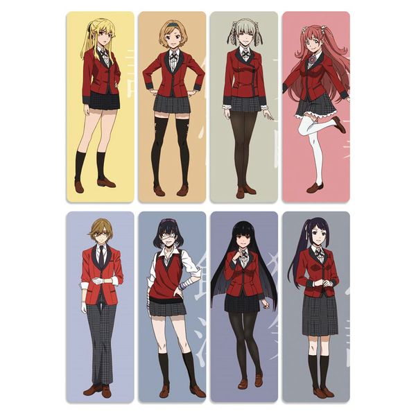 

8pcs kakegurui anime bookmarks waterproof transparent pvc plastic bookmark beautiful book marks gift