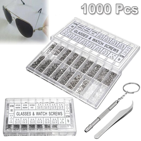 

1000pcs/lot glasses sunglasses spectacles watch tiny screws nut assortment repair tool kit stainless steel small screws #2, Silver
