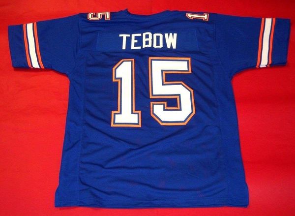 

retro #15 tim tebow custom jersey heisman bule mens stitching college size s-5xl football jerseys ncaa, Black;red